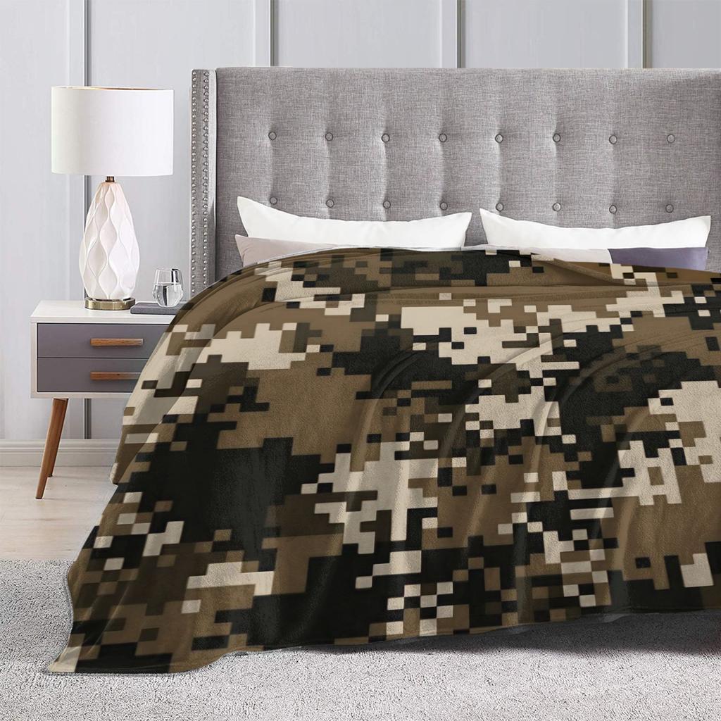 Green And Brown Camo Flannel Blanket Winter Super Soft Bedding Throws for Kids Adult Couch Chair Funny Bedspread Sofa