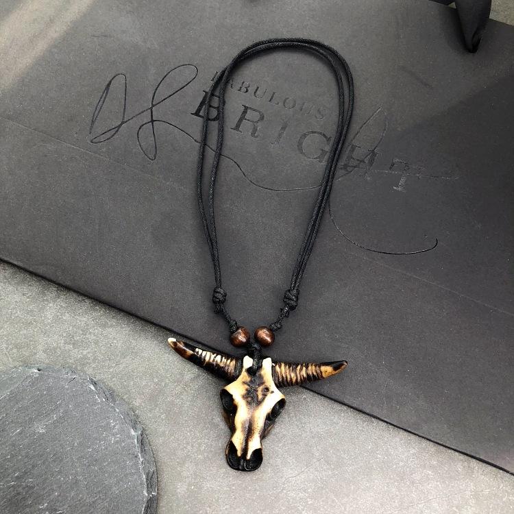 Original retro tribal men and women couple necklace trendy personality eagle ivory horn domineering pendant versatile accessories