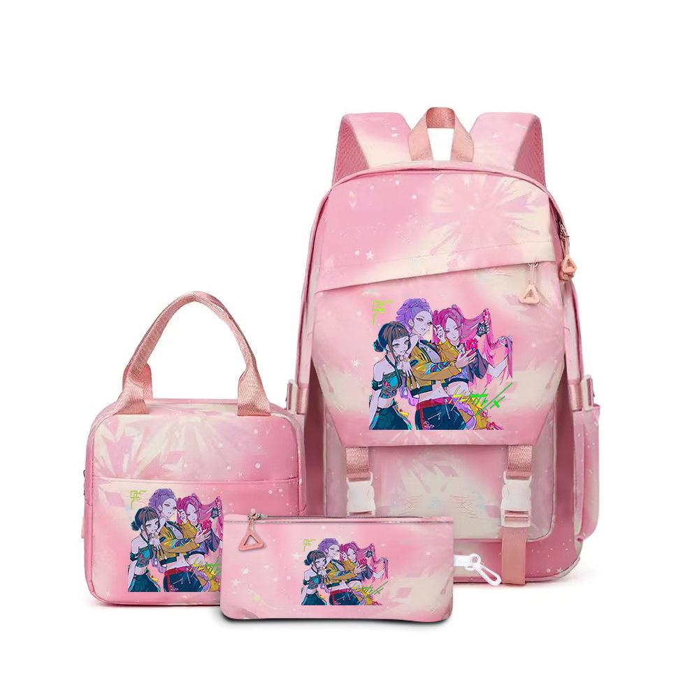 School Season Printed Student Schoolbag Backpack Shoulder Pencil Bag Three-Piece Set