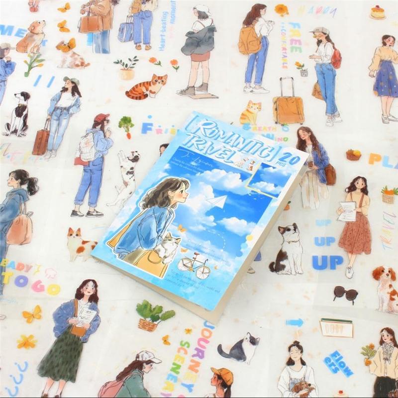 M-Modern-Women Journal Sticker Book PET People Stickers For Journaling Scrapbooking Junk Journal Supplies Romantic Travel