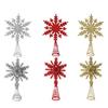 Snowflake Tree Topper Gold Red Glittered Iron Star for Christmas Tree Easy Installation Festive Decoration for Holiday Parties