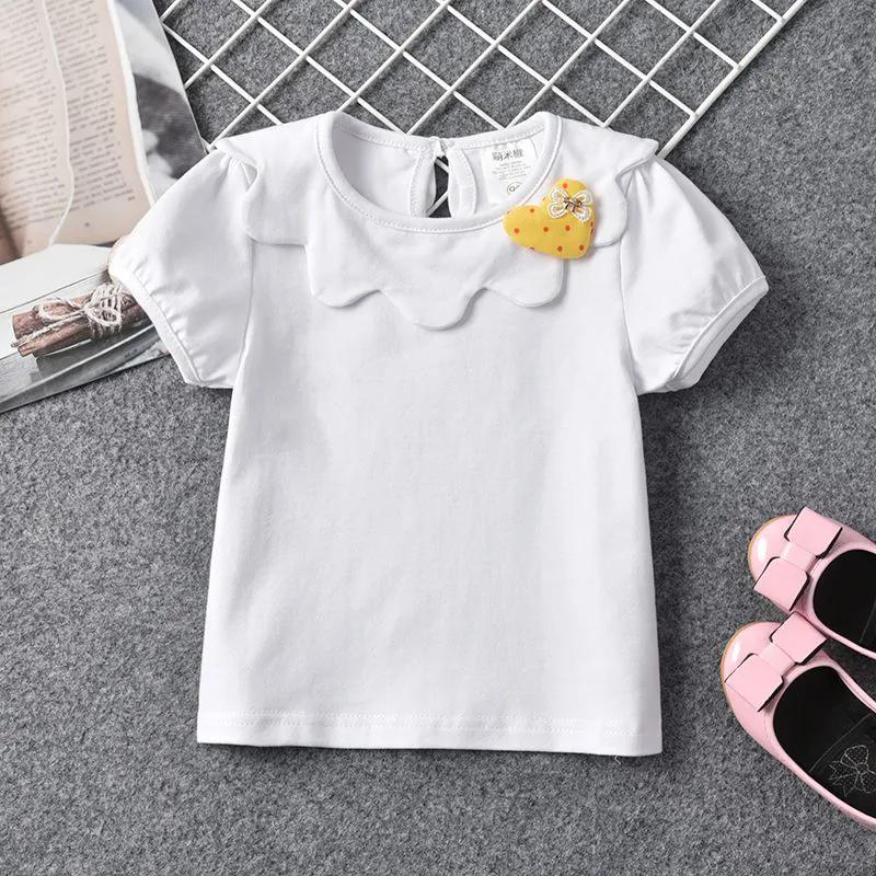 Dámské letní dětské tričko s krátkým rukávem s vlnitým lemem vroubkovaného výstřihu