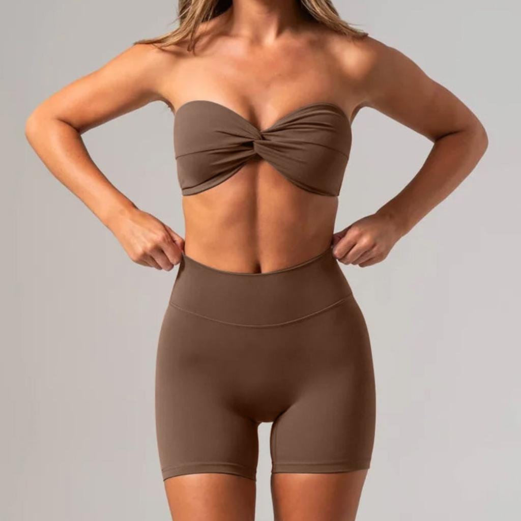 Chen Shijie Europe and the United States new tube top sports suit women's quick-drying hip lift yoga suit belly back yoga suit women