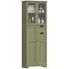 Tall Storage Unit, Cabinet with Glass Doors and Adjustable Shelves, Green