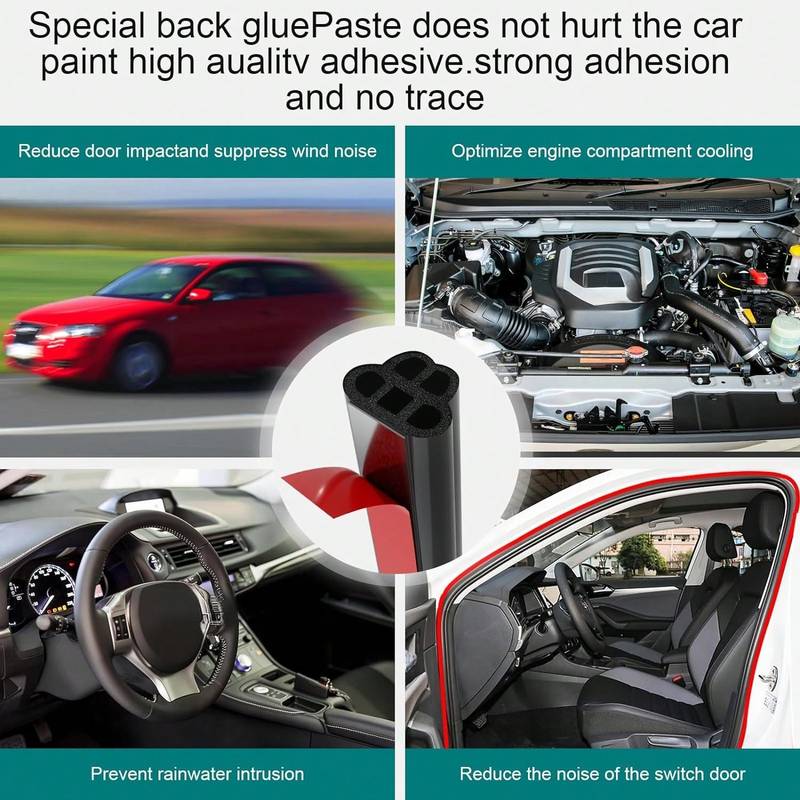 Universal Car Door Rubber Seal Strip Self Adhesive Automotive Door Soundproofing Weather Stripping Double Layer 5-Hole Auto Weatherstrip Fit Truck