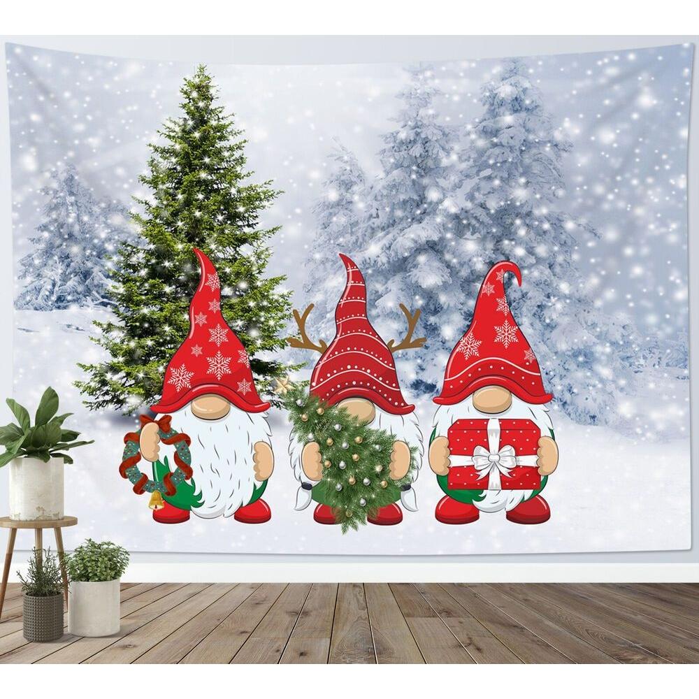 Tapestry Snow Scene Christmas Tree Gnome 75x100