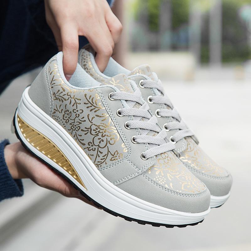 Rocking shoes women's new outdoor casual women's single shoes mesh thick-soled heightening shoes sports women's shoes autumn travel shoes