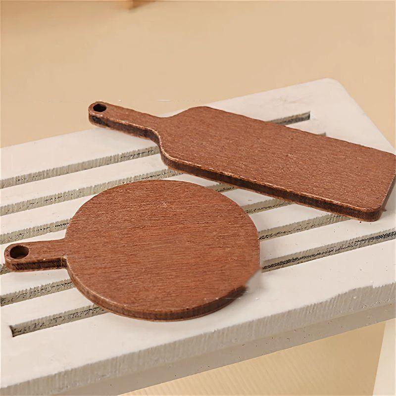 20/40Pcs Mini Chopping Board Round Square Doll House Simulation Bread Dessert Plate Kitchen Decor Diy Tableware Supplies