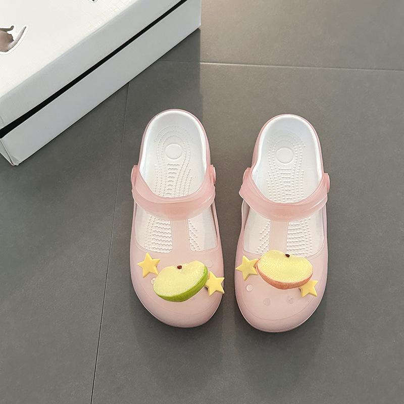 Cute and simple cartoon fruit bag head cool slippers women's summer casual versatile slippers fashion beach sandals