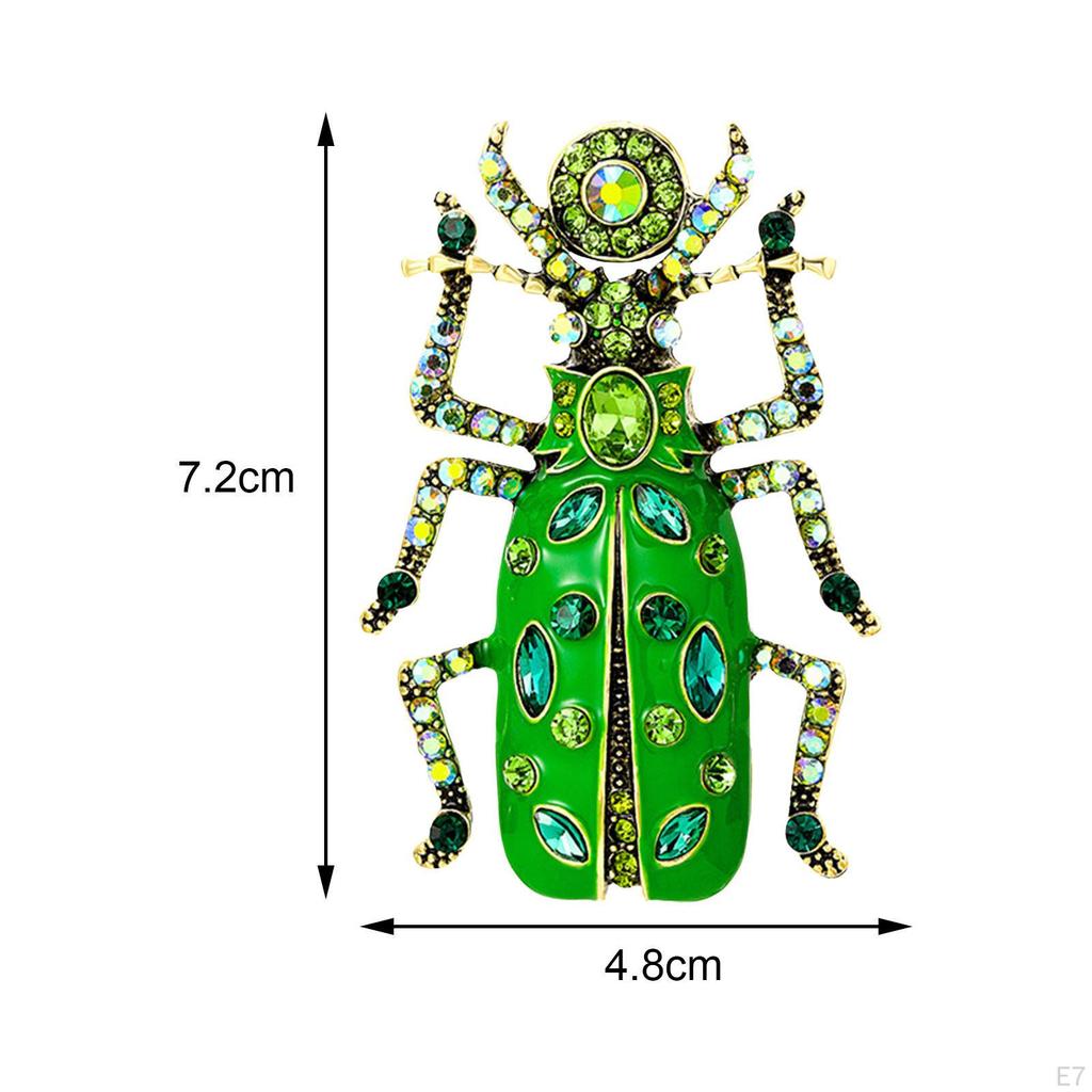 Rhinestone Beetle Brooches Cute Shine Pins for Weddings Suit Clothes Orange