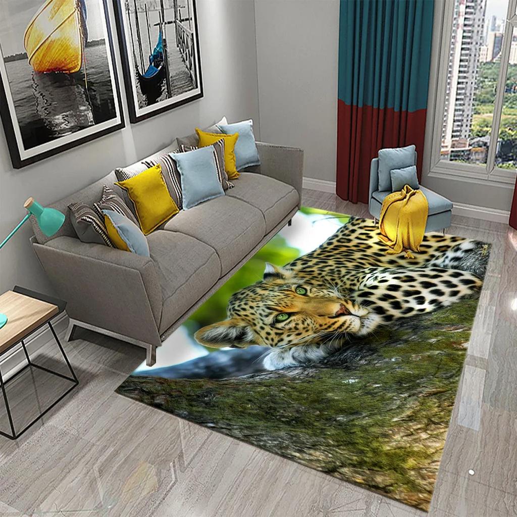 Ferocious Leopard Carpet Living Room Coffee Table Bedroom Area Floor Mats Room Bedside Rugs Kitchen Bathroom Non-slip Door Mats
