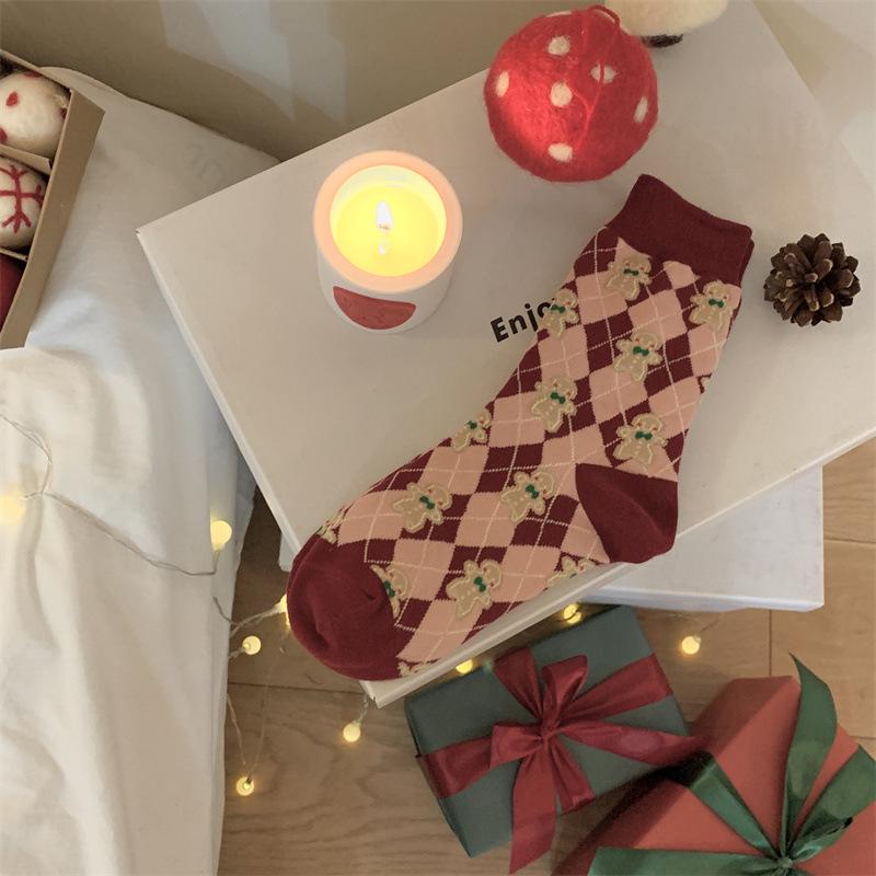 

Women s Holiday Cotton Socks - Santa, Snowman, Reindeer Design Size 35-38