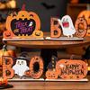 Halloween Home Festive Decor Wooden Table Sign, Cute Pumpkin Boo Ghost Centerpiece Tabletop for Indoor Mantel Fireplace Decorative Fall Sign