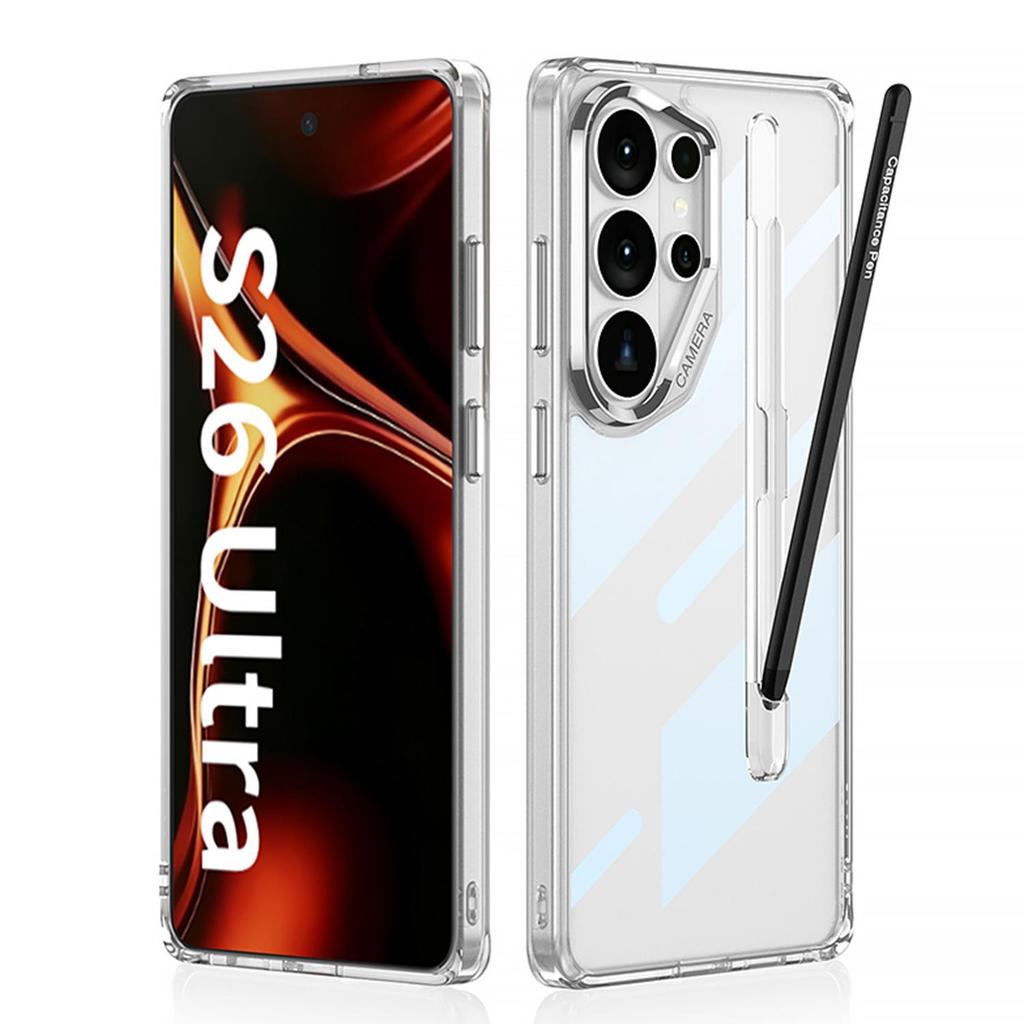 Samsung S26 Ultra Transparent Air Cushion Phone Case with Pen Slot - Ultra-thin, Solid Color, Anti-fall Protective Cover