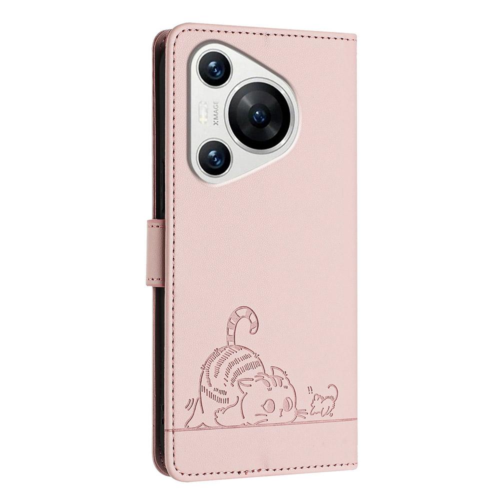 For Huawei Pura 70 Pro/Pura 70 Pro+ Case with Strap RFID Blocking Leather Wallet Phone Cover Cat Mouse Pattern