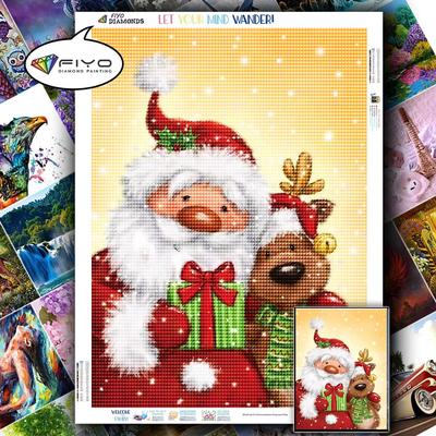 Pittura Diamante Fai da Te 5D Babbo Natale Pittura Diamante Quadrata/Rotonda Completa Ritratto Cervo di Natale Decorazione Punto Croce per la Casa