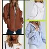 Damen Kordelzug Reißverschluss Niedliche Hoodies Herbstjacke Übergroß Lässige Sweatshirts mit Tasche