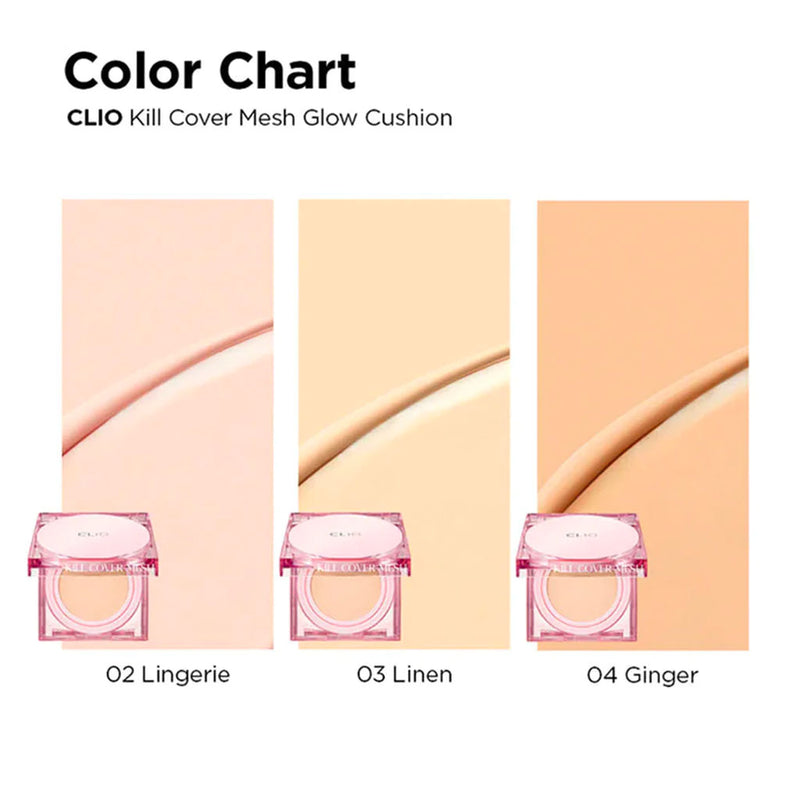 Clio Kill Cover Mesh Glow Cushion Set 15g+15g Náhradní náplň SPF50 + / PA +++ 4-BO Zázvor