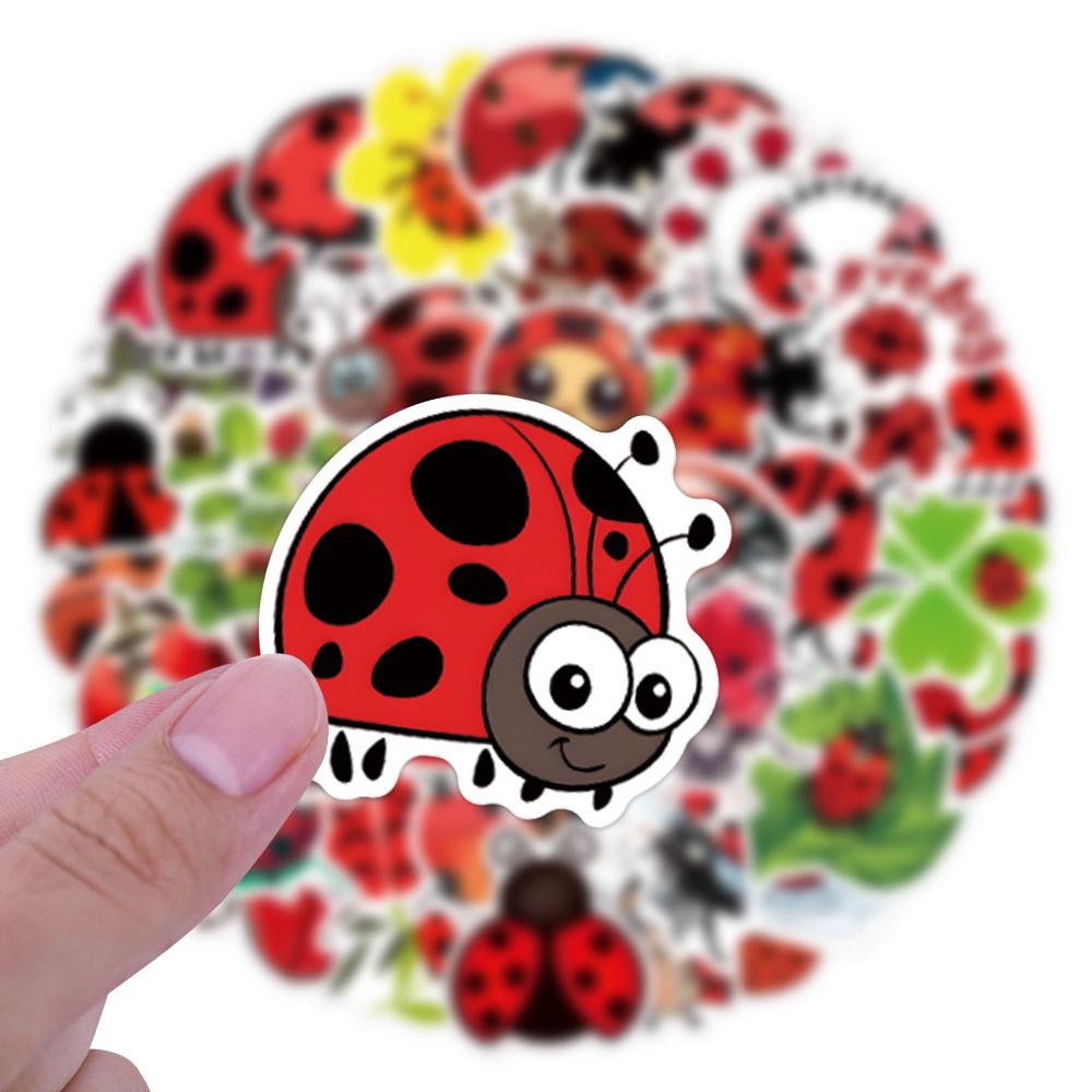 55 Unique Ladybug Graffiti Stickers: Cute Cartoon DIY for Skateboards, Water Bottles, and Luggage