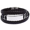 Simple And Stylish Stainless Steel Woven Leather Bracelet, Titanium Steel Smooth Multi-Layer Men'S Leather Bracelet