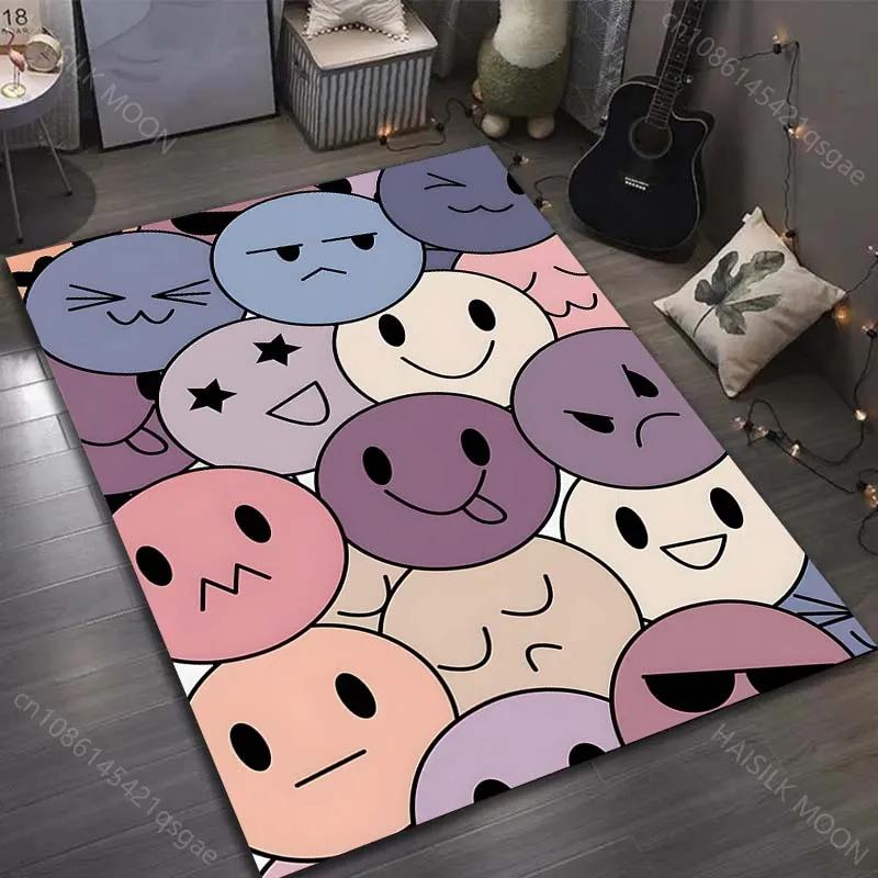 1PC Creative Smiley Face Pattern Carpet for Living Room Bedroom Sofa Home Decor Non-slip Floor Mat Large Size Luxury Gift