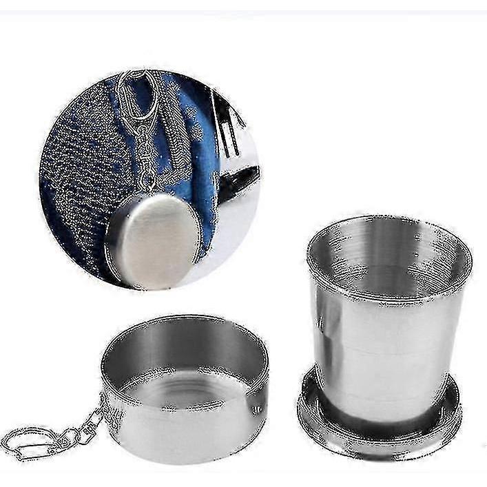 150ml Metal Steel Folding Cup 3 Sections Portable Set Mouthwash Cup Wash Cup