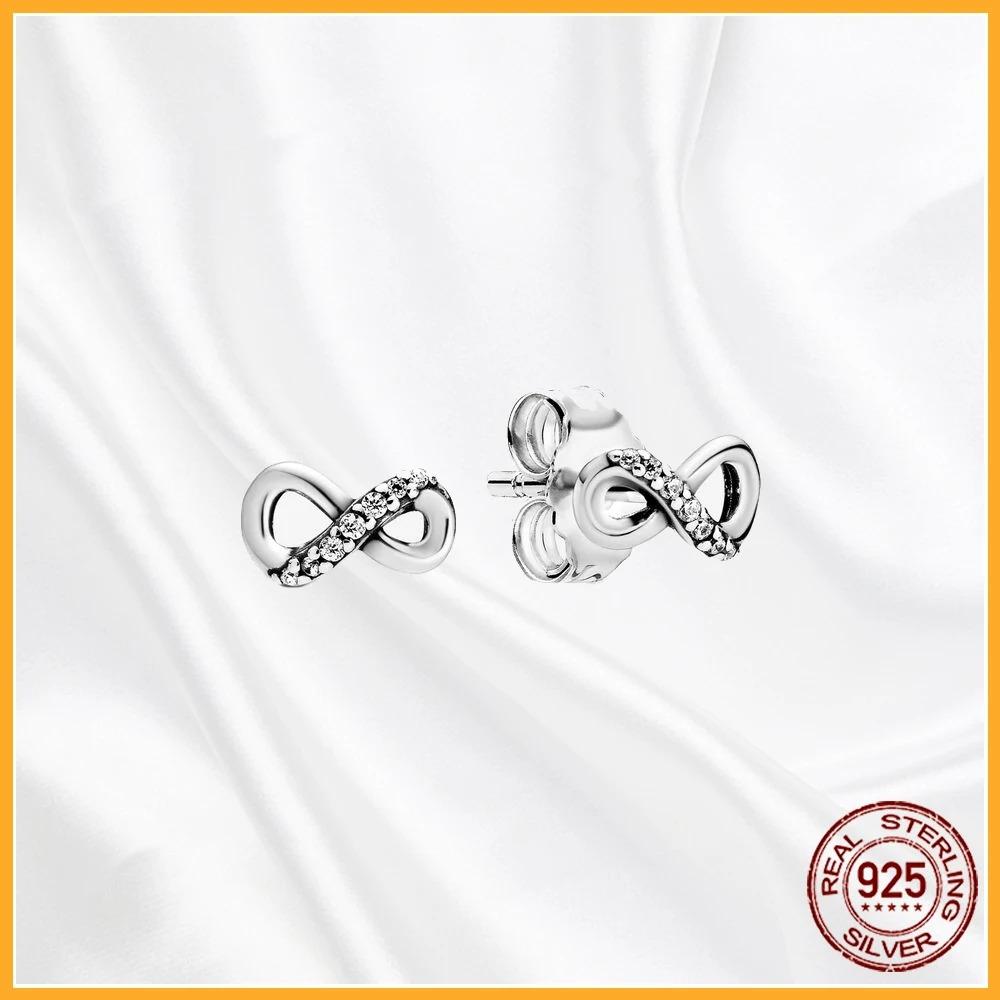 925 Silver Heart Hoop Earrings Sparkling Original Jewelry Gift for Women