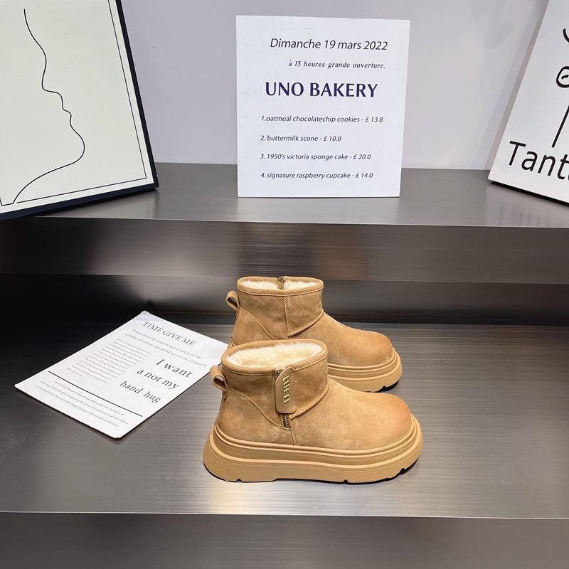 

Lamb wool leather polished thick-soled snow boots for women 2025 winter new versatile non-slip soft-soled warm cotton shoes for women 40 верблюд