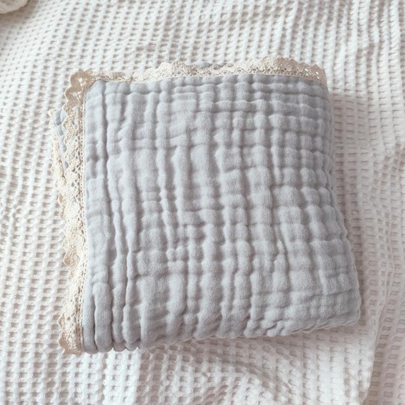 Safe & Comfortable Newborn Blanket Cotton Gauze Blanket with Delicate Lace Trim Newborn Swaddles Blanket for Infants