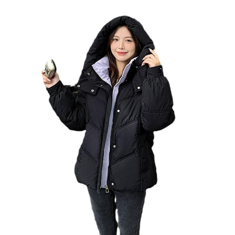 Hooded down cotton jacket women's winter cotton jacket 2025 short new padded jacket loose thickened warm bread jacket jacket