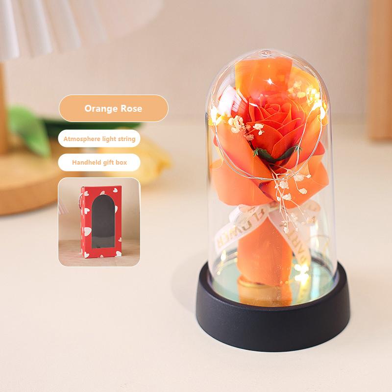 

1 комплект ко Дню святого Валентина, рождественский домашний декор, подарок, роза, мыло, цветок, светодиодный акриловый купол, букет, романтическое светящееся украшение