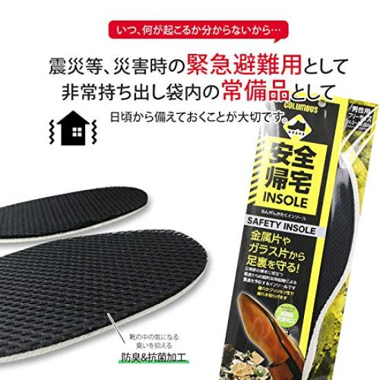 COLUMBUS Safety Return Insoles for Men and for Emergency Evacuation During [Celebru] (Columbus) Women, Puncture-Resistant, Disasters, Antibacterial,