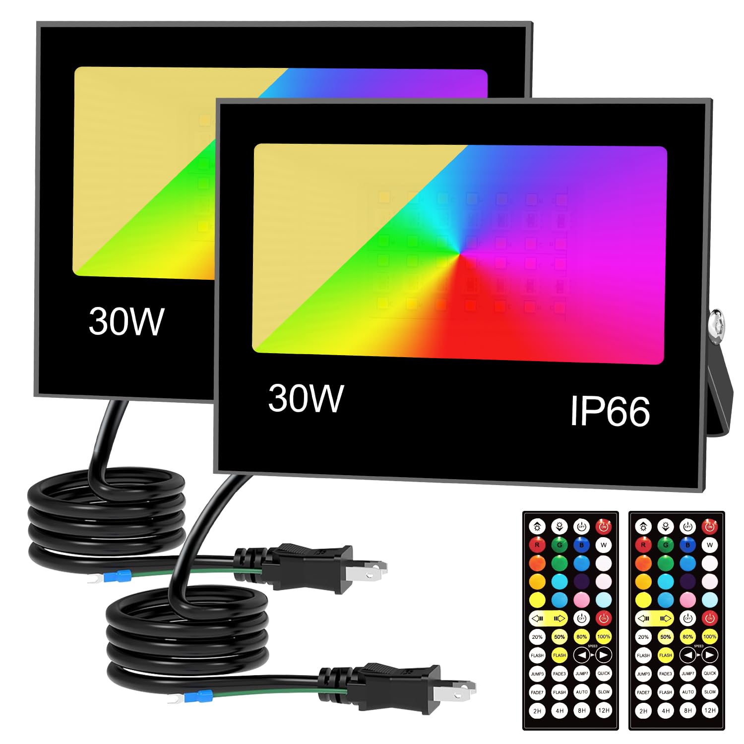 

30W RGB Floodlight, Color Light, RGB + 2700K Warm Light, 3000lm, Perfect for Holidays and Everyday Lighting, IP66 Waterproof, Dimmable, 16 Colors, 8