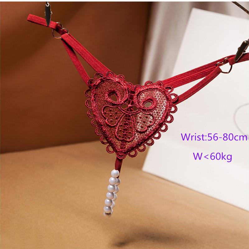 Adults Games Sex Toys of Lace Thongs G String Panties with Sexy Pearl Massaging Bead Crotchless T-back for Fetish Lingerie Flirt