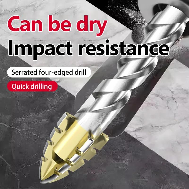 5pcs Four-edged Sawtooth Drill Bit for Tile Drilling and Concrete Special Electric Drill Ultra-high Hardness Drill Bit