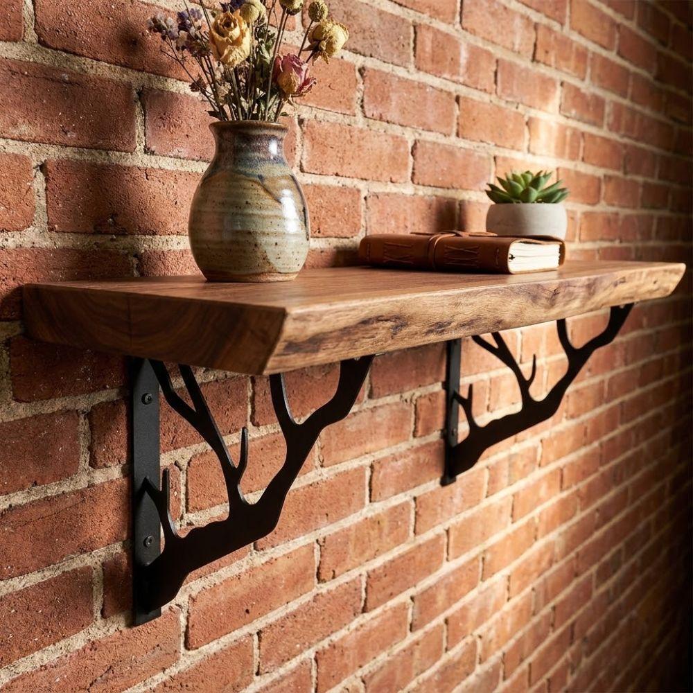 2 Pezzi Staffe Metalliche Robuste per Scaffali Staffa Decorativa a Forma di Albero Staffa di Supporto Bagno