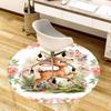 1PC Deer Flowers Non-Slip Floor Round Carpet, Office, Family, Bedroom, Large Area Rug Indoor Rugs,  Durable Polyester-L0396
