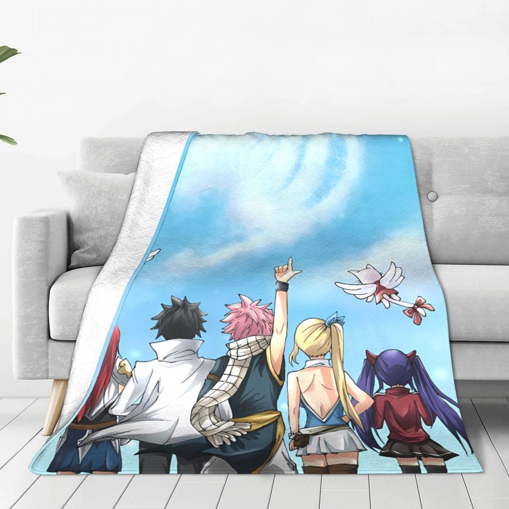 Fairy Tail Knitted Blanket Flannel  Super Soft Throw Blankets for Outdoor Travel Bedspread