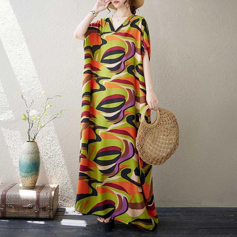 Women's V-Neck Floral Skinny Literary Vintage Vacation Long Dresses