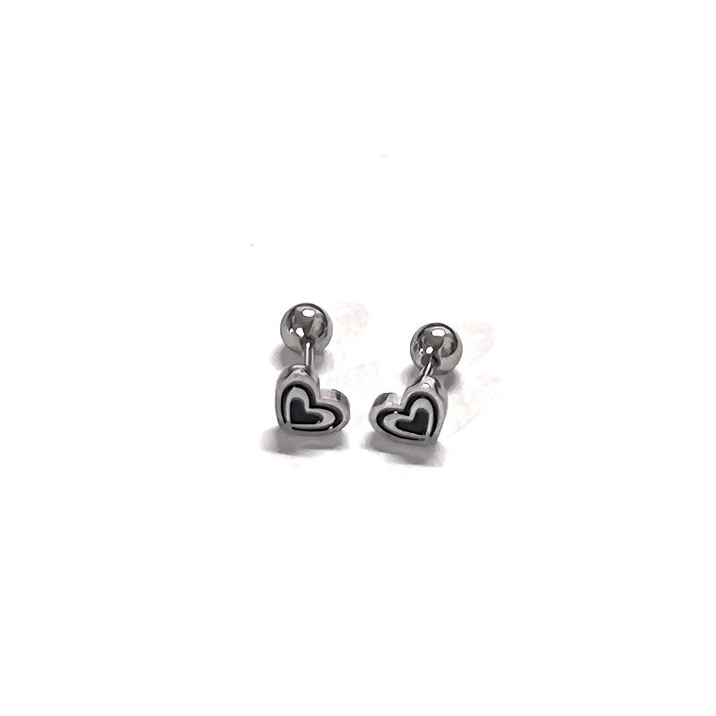 Titanium Steel Heart & Four-Leaf Clover Stud Earrings - Elegant, Versatile, Mori-Style Fashion for Women