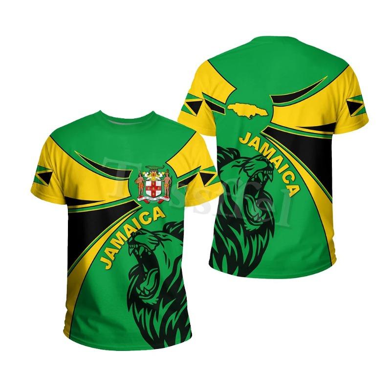 Tessffel Jamaica Lion Emblem Zomer Nieuwe Mode 3D Print Tops Tee T-shirt Mannen Vrouwen Korte Mouw T-shirt Streetwear Stijl-4