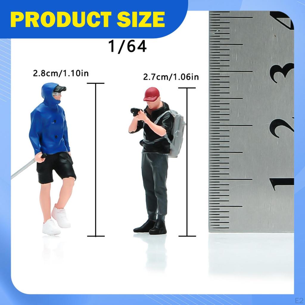 2 Pieces 1:64 Scale Figures Tiny People Model Diorama Scenery Resin Hiking Climbing Figurines