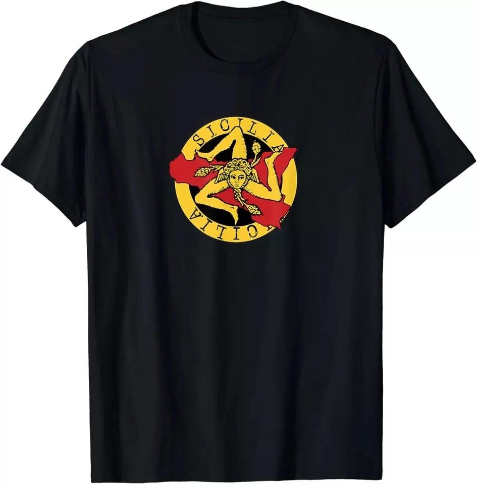 NEW Sicilian Yellow Red Flag Trinacria And The Sicily Island T-Shirt XL