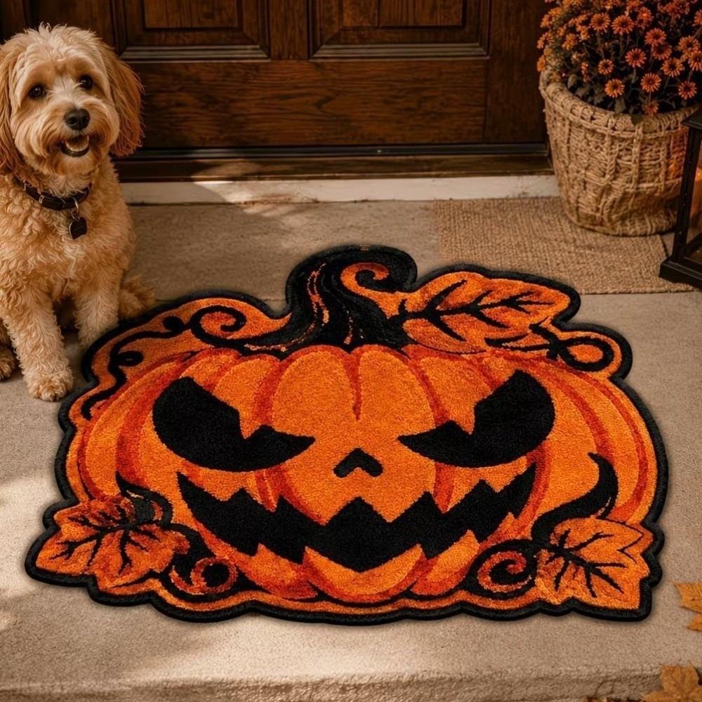 Skin-Friendly Halloween Floor Mat Faux Cashmere Entryway Rug Creative Dirt Trapping Mat Indoor