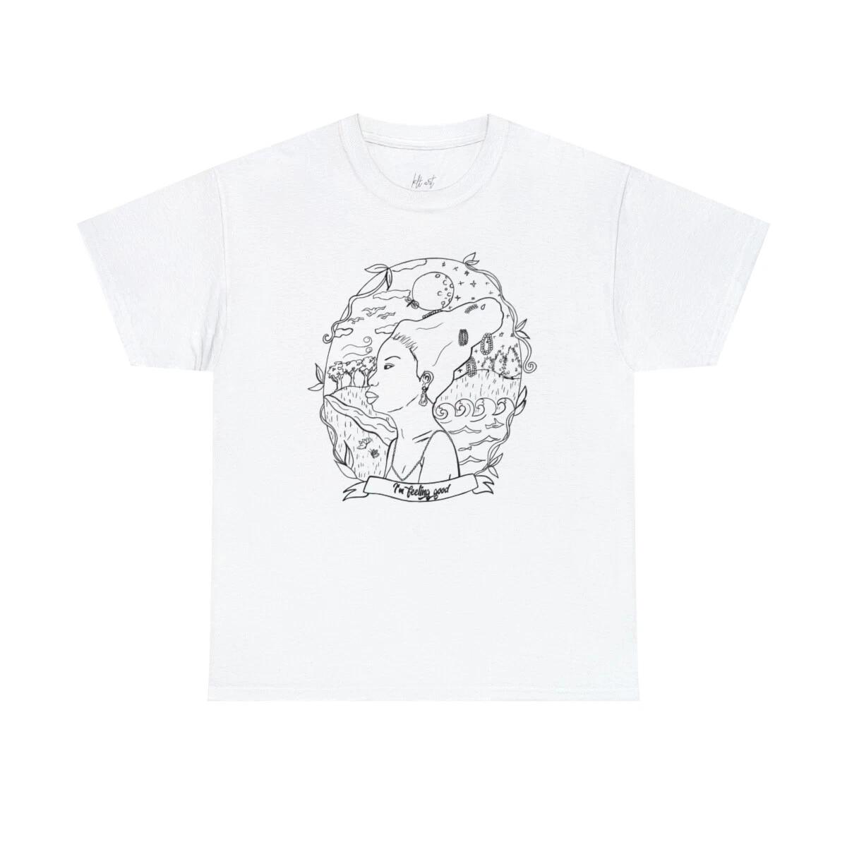 Nina Simone Feeling Good Minimalist Outline Illustration Unisex T-Shirt M