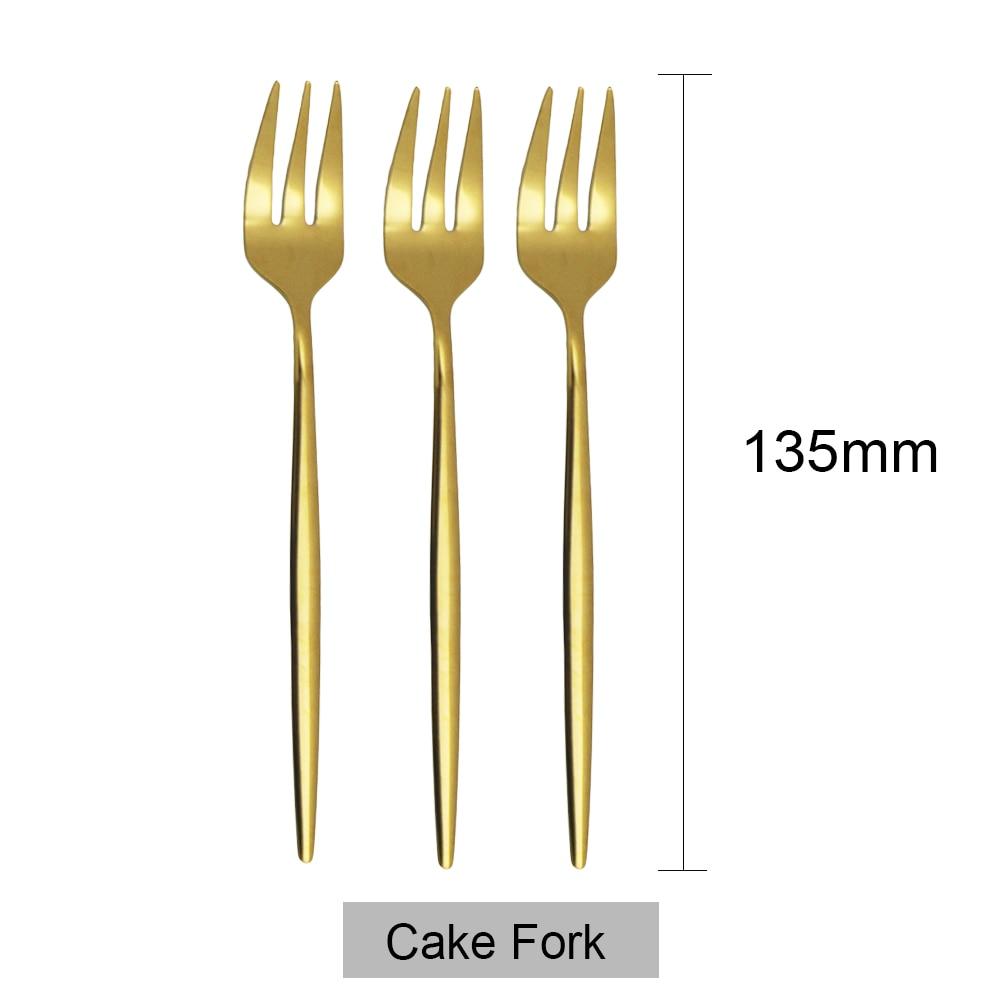 6Pcs Fruit Fork Stainless Steel Cake Forks White Gold Colourful Tea Fork Dinnerware Set Hotel Party Restaurant Supplies