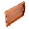 Portable Binaural Rectangle Shape   Wood Tea Coffee Food Serving Tray Plate (Light Color)