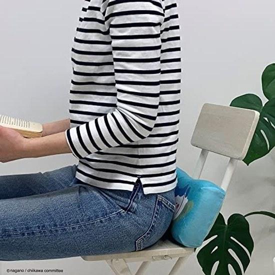 MORIPiLO low rebound cushion lumbar pillow Chikawa Hachiwari (mini relax pillow) skin-friendly fluffy texture goods plush toy nap blue 15x31x8cm