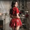Erotic Women Bandage Dress Temperament Uniform Little Red Riding Hood Hooded Shawl Halloween Pajamas Lingerie Outfits Costumes