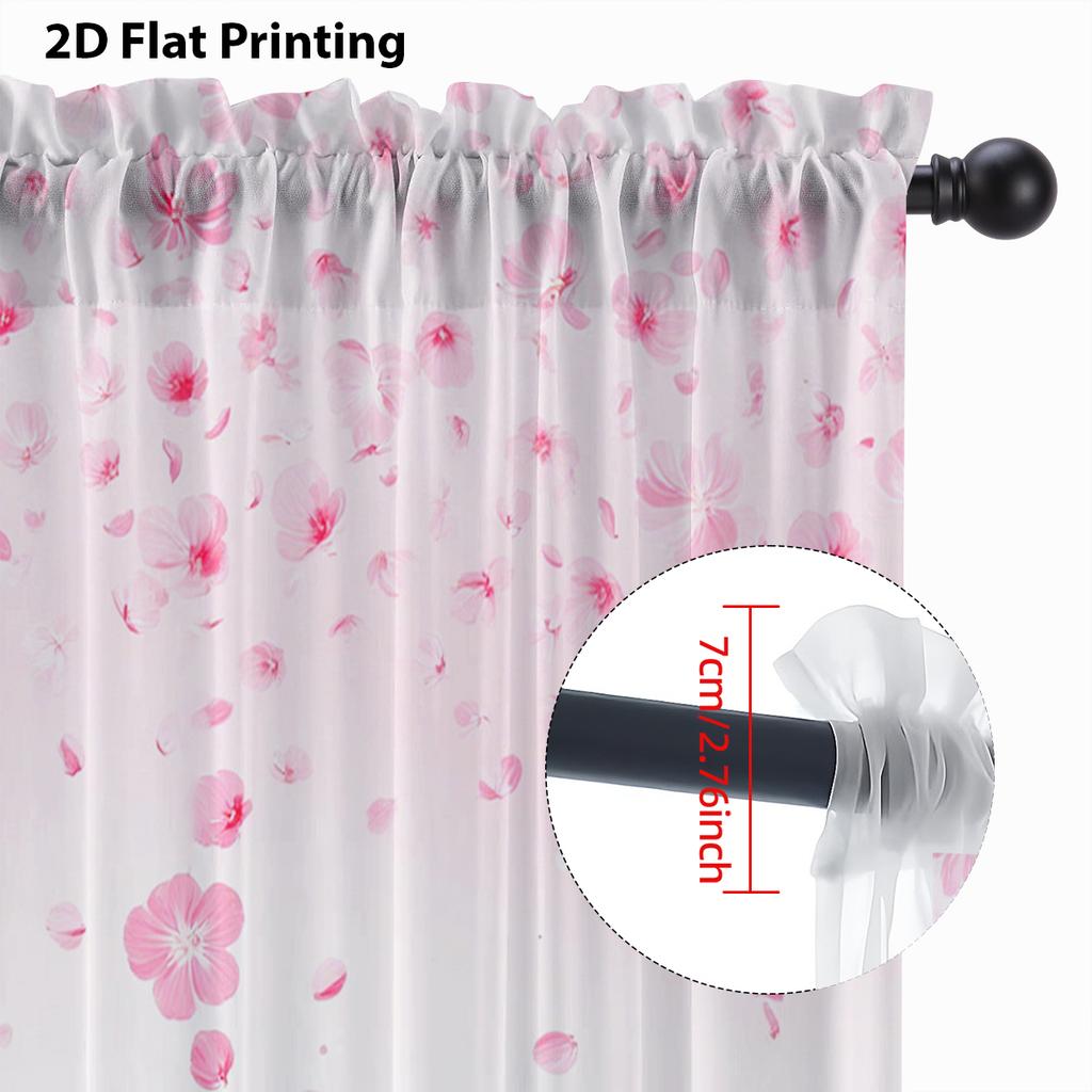Tenda Finestra Fioritura Ciliegio Rosa Fluttuante Morbida Dolce Stile Primaverile Soggiorno Camera da Letto Decorativa Romantica Per Sedersi Poliestere Con Tasca per Asta
